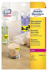 Avery Etikett címke, 99, 1 x38, 1mm, visszaszedhető, neon 14 címke/ív, 25 ív/doboz, Avery sárga - suplix