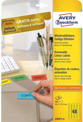 Avery Etikett címke, 45, 7 x21, 2mm, univerzális visszaszedhető, 48 címke/ív, 20 ív/doboz, Avery sárga - suplix