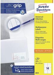 Avery Etikett címke, 105 x42, 3mm, univerzális, 14 címke/ív, 100 ív/doboz, Avery fehér - suplix