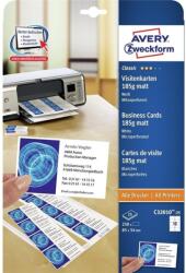 AVERY Névjegykártya, mikroperforált élekkel, kétoldalas 185g-os, 25 db, Avery matt fehér - suplix