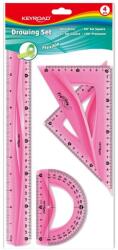 Keyroad Vonalzókészlet, 30 cm, flexibilis vonalzó, szögmérő, 45° és 60° háromszög vonalzók 4 db/bliszter Keyroad vegyes színek