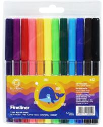 BLUERING Rostirón kúpos végű filctoll készlet, vízbázisú, 1mm, Bluering®, 12 klf. szín, - suplix