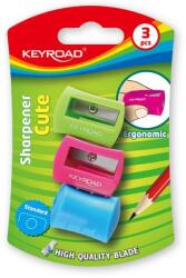Keyroad Hegyező 1 lyukú 3 db/bliszter Keyroad Cute vegyes színek
