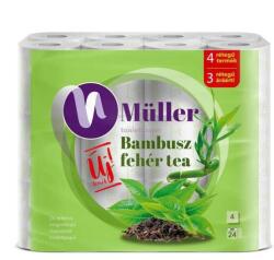 Müller Toalettpapír 4 rétegű kistekercses 100% cellulóz 100 lap/tekercs 24 tekercs/csomag Bambusz Müller Fehér Tea - suplix
