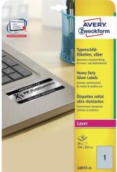 AVERY Etikett címke, 210 x297mm, ipari poliészter, 1 címke/ív, 20 ív/doboz, Avery ezüst - suplix