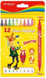 Keyroad Rostirón, filctoll készlet 2 mm/4 mm kétvégű 12 db/bliszter Keyroad Duo Tip vegyes színek - suplix