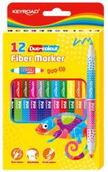 Keyroad Rostirón, filctoll kétvégű készlet 12 db/doboz Keyroad duo fiber marker 24 klf. szín
