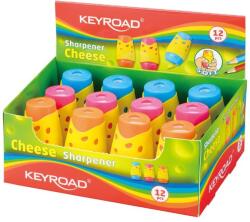 Keyroad Hegyező 2 lyukú tartályos, fedeles 12 db/display Keyroad Cheese vegyes színek