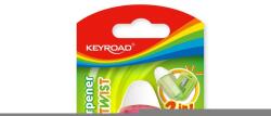 Keyroad Hegyező, 1 lyukú, radírral, 1 db/bliszter, Keyroad Twist, vegyes színek