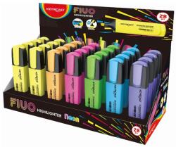 Keyroad Szövegkiemelő vágott hegyű, lapos test, 28 db/display, Keyroad Fluo neon színek - suplix