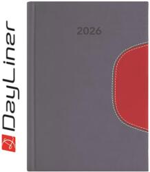 Dayliner Határidőnapló Memphis A5 napi, fehér lapokkal szürke-piros Dayliner 2026 - suplix