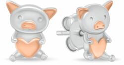 Brilio Silver Aranyos ezüst fülbevaló Malacka szívvel EA1226W