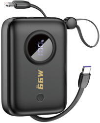 Dudao K14 10000mAh power bank with USB-C / Lightning cables - black