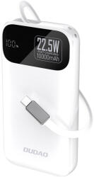 Dudao K31 10000 mAh 22.5W PD Powerbank beépített kábellel - Fehér