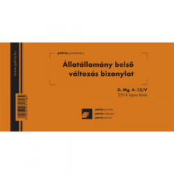 Pátria Állatállomány belső változás bizonylat 25x4 lapos tömb 203x102 mm