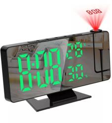 Welora Asztali óra, DS-3718LW, piros kijelző és vetítés, tükör hatás, riasztó, hőmérséklet, páratartalom, fekete-zöld (Q-A-128-negru-verde)