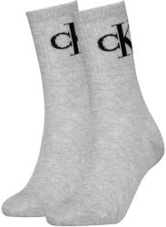Calvin Klein CALVIN KLEIN, Bordázott hosszú szárú zokni szett - 2 pár, Fekete, Melange világosszürke, 39-42 (701228811-003-39-42)