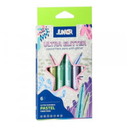 Junior Színes rostirón Ultra Glitter csillogó pasztell, 6 darabos (130331) (130331)