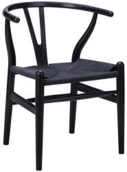 King Home Wishbone Bükkfa Étkezőszék Fekete Fonott Ülőfelülettel
