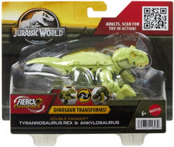 Mattel Fierce Changers Double Danger Dinozaur Transformabil Tyrannosaurus Rex Si Ankylosaurus Verde (MTHLP05_HLP08) Figurina