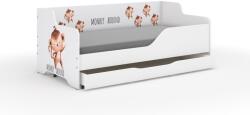  LILU gyerekágy laminált fronttal és oldallal 160x80cm matraccal és ágyneműtartóval - majom