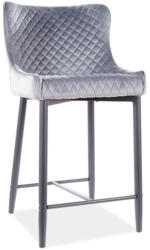 Signal Colin B Velvet Bárszék Szürke Steppelt Bársony Fekete Vázzal