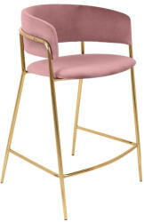 King Home Delta Bárszék Rózsaszín Bársony Arany Vázzal