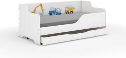  LILU gyerekágy laminált oldallal 160x80cm matraccal és ágyneműtartóval - járgányok