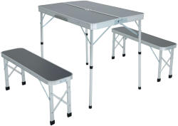Akord Szürke Turisztikai Készlet - Összecsukható Alumínium/MDF Asztal és 2 Pad Szett (ZESTURROISZAR)
