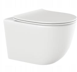 INVENA Függesztett Wc Tál Fehér Gallér Nélküli Szabadon Ereszkedő Deszka Tinos (CE-91-001-W)