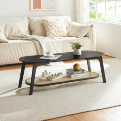 PremiumXL en. casa Dohányzóasztal Taivalkoski 120x43x40 cm fekete/rattan-hatású