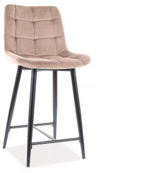 Signal Chic H-2 Bársony Bézs Félmagas Bárszék Fekete Fémvázas