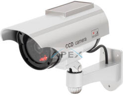 Somogyi Elektronic HSK160 kültéri napelemes álkamera, villogó piros LED, körbe forgatható, egyszerű felszerelés, akkumulátoros tápellátás opció, élethű kamera megjelenés, IP44 - webmuszaki