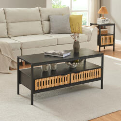 PremiumXL en. casa Dohányzóasztal Luniehti 100x40x48 cm fekete/natúr