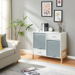 PremiumXL Komód Kvaefjord 72x80x40 cm Két Redőnyös Ajtóval Fehér/Szürke