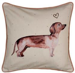 Clayre & Eef Párnahuzat 40X40cm, 100% Pamut, Dachshund Love - fizz