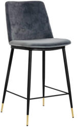 King Home DIEGO 65 Bárszék Sötétszürke Velúr Arany-Fekete Lábvéggel