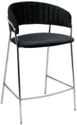 King Home Margo Bárszék Velúr Fekete Króm Vázzal