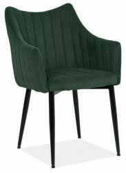 SIGNAL MEBLE Monte Fjord Bordázott Zöld Kárpitozott Étkezőszék Fekete Fémvázas