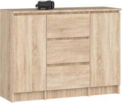 AKORD K100 Sonoma Tölgy Komód 3 Fiókkal És 2 Ajtóval - fizz - 41 158 Ft