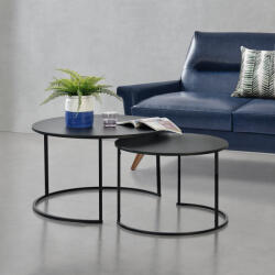 PremiumXL en. casa Dohányzóasztal-szett 2 darab Korenica eltérő méretű vas fekete