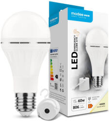 Modee LED Emergency Izzó, Globe, A78, 7, 5W, E27, 180°, 4000K, 806 Lumen