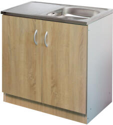  Komplett mosogató szekrény 80x50, nyílóajtós, 1med. tál, sonoma front (442115) - watermarkt