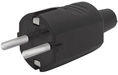  Szerelhető dugvilla, védőérintkezős, középen kivezető (fekete) (05938)