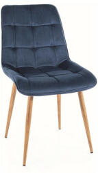 SIGNAL MEBLE Chic D Bluvel Tölgy Étkezőszék Tengerészkék Bársony Steppelt