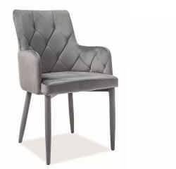 SIGNAL MEBLE Ricardo Velvet Luxus Bársony Étkezőszék Szürke Fém Vázzal