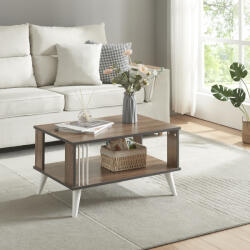 PremiumXL en. casa Århus dohányzóasztal polccal 40 x 70 x 50 cm tölgyfa