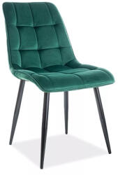 SIGNAL MEBLE Chic Velvet Steppelt Bársony Étkezőszék Zöld Fekete Vázzal
