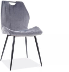 SIGNAL MEBLE Arco Velvet Bársony Étkezőszék Szürke Fekete Vázzal
