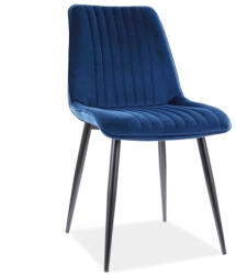SIGNAL MEBLE Kim Velvet Bársony Étkezőszék Tengerészkék Fekete Vázzal